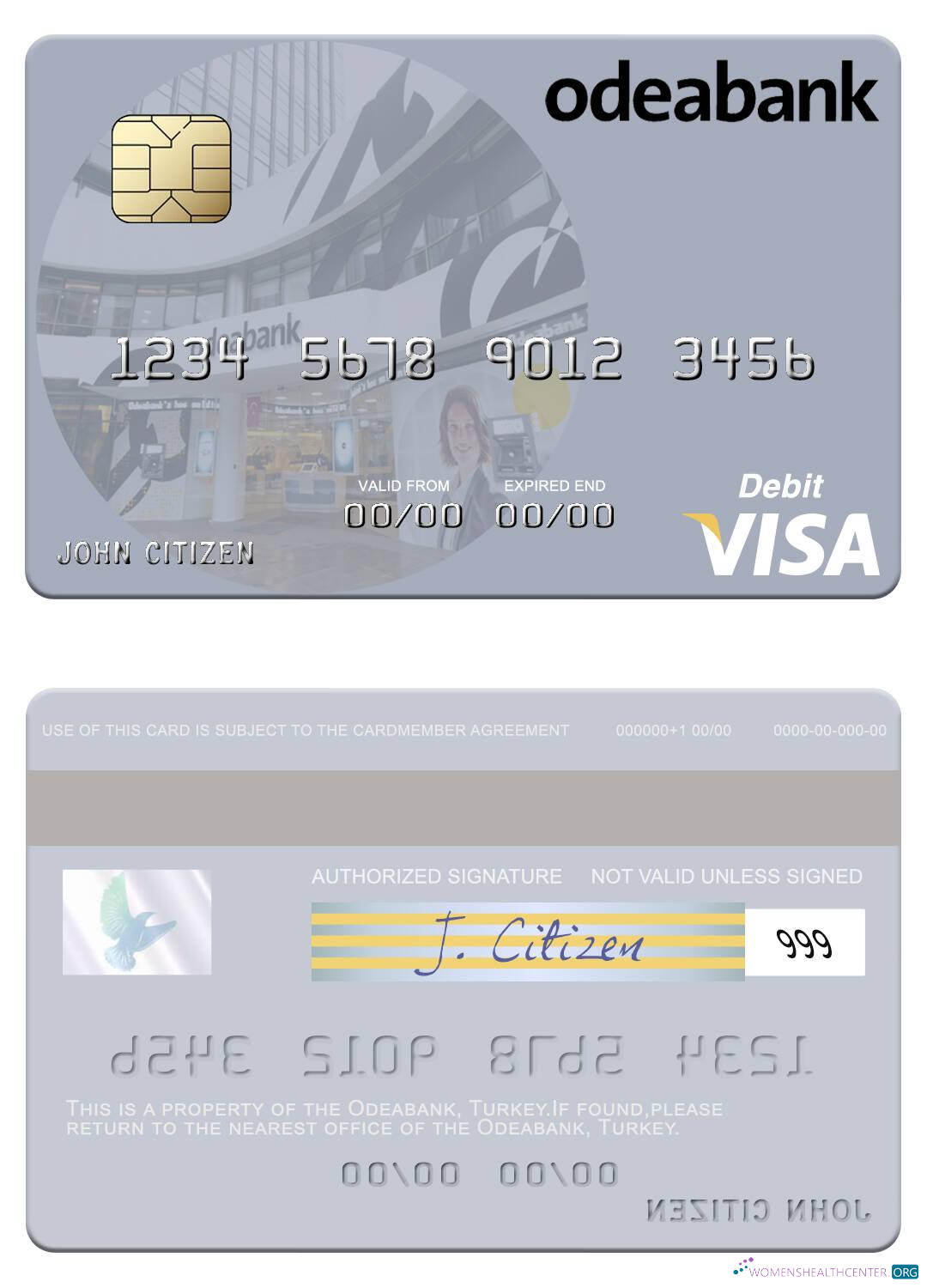 Download Turkey Odeabank visa debit card Photoshop template
